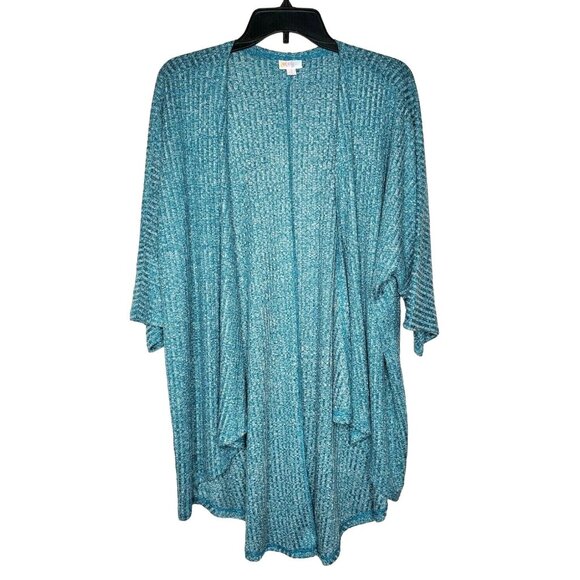 LulaRoe Lindsay Green Shawl Small Poncho Cardigan Sweater - Poly/Spandex Blend - Picture 1 of 11